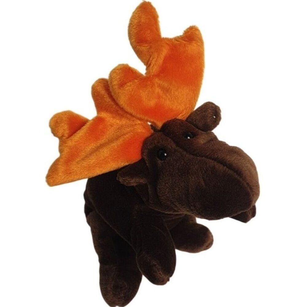Chocolate The Moose Plush 9" Stuffed Animal Toy Orange Antlers Kids Beanie
